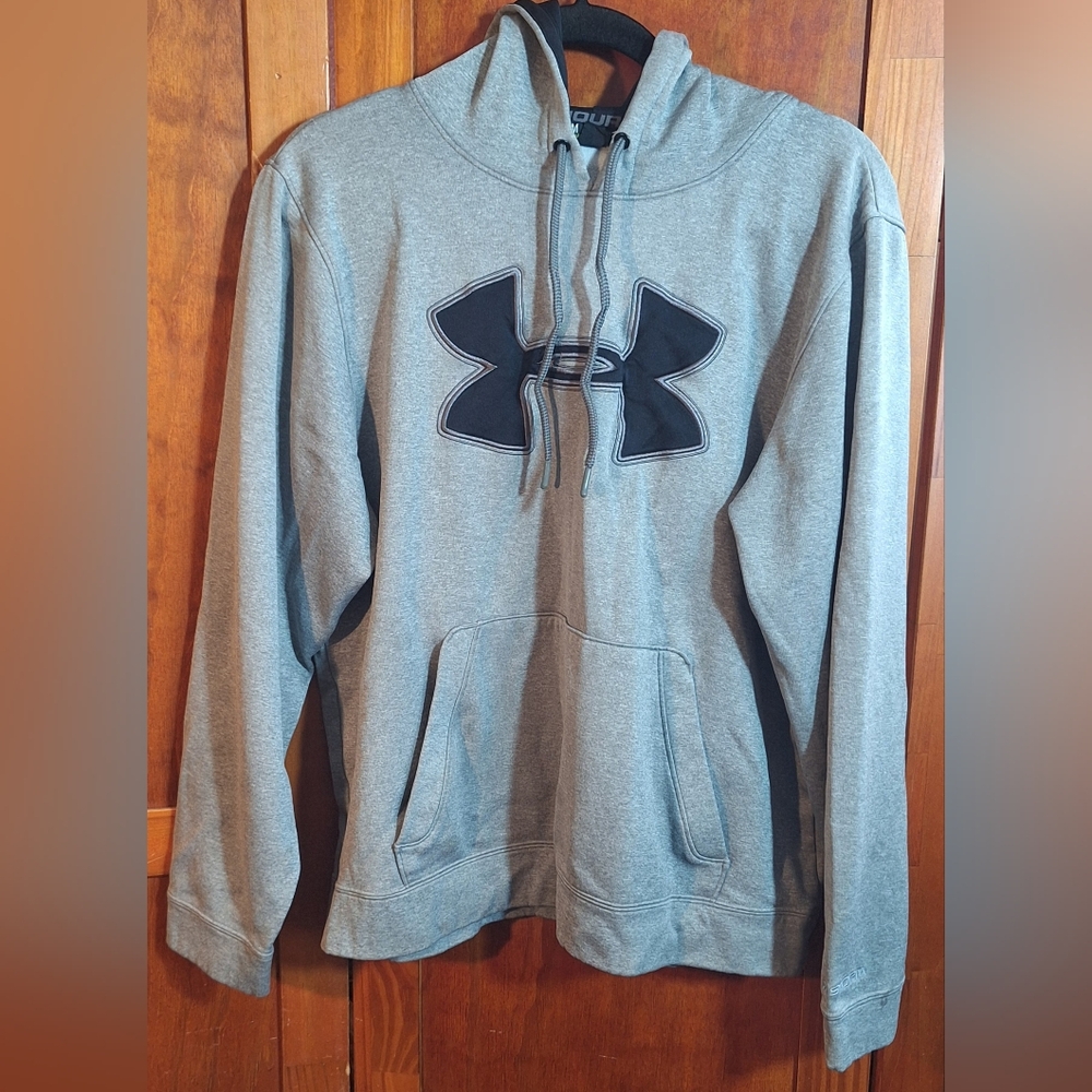 UNDER ARMOUR Heather Gray Hoodie with Black Emblem